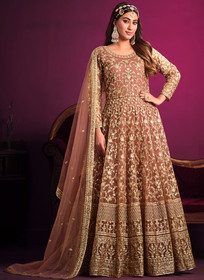 Beautiful Light Brown Embroidery Festive Anarkali Suit229