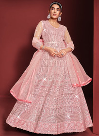 Beautiful Blush Pink Sequence Embroidery Festive Anarkali Gown239