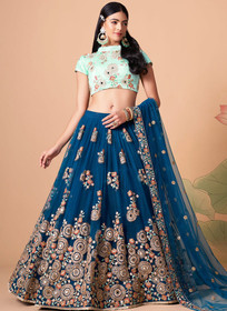 Beautiful Royal Blue Multi Embroidery Wedding Lehenga Choli268