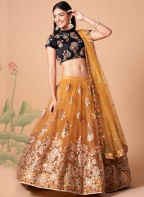 Beautiful Mustard Yellow Multi Embroidery Wedding Lehenga Choli269