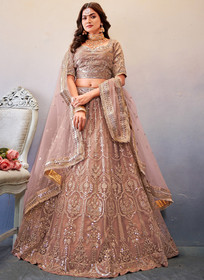 Beautiful Mauve Mirror Work Embroidery Wedding Lehenga Choli275