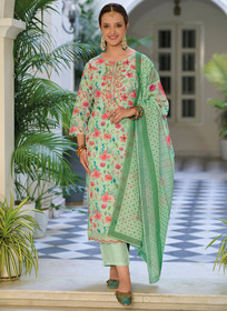 Beautiful Green Floral Gota Patti Embroidered Salwar Kameez325