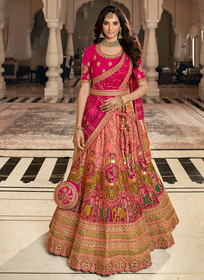 Beautiful Magenta Embroidery Wedding Lehenga Choli With Belt357