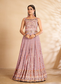 Beautiful Mauve Mirror Embroidered Anarkali Gown399