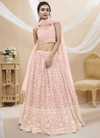 Beautiful Light Pink Sequence Embroidery Wedding Lehenga Choli404