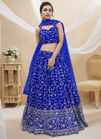 Beautiful Blue Sequence Embroidery Wedding Lehenga Choli406