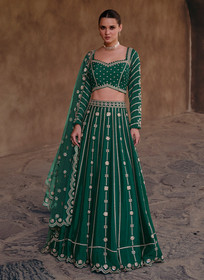 Beautiful Dark Green Sequence Embroidery Traditional Lehenga Choli411