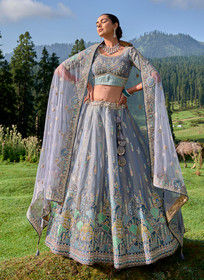 Beautiful Lavender Multi Embroidery Wedding Lehenga Choli418