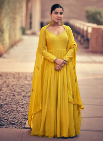Beautiful Yellow Embroidery Anarkali Gown462