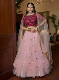 Beautiful Pink Two Tone Sequence Embroidery Designer Lehenga Choli526