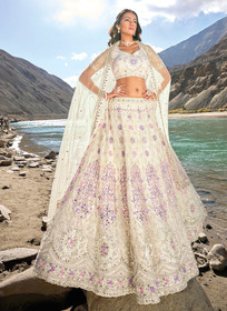 Beautiful Off White Multi Handwork Embroidery Wedding Lehenga Choli528