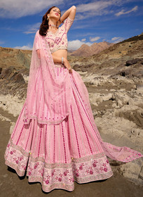 Beautiful Blush Pink Multi Handwork Embroidery Wedding Lehenga Choli535