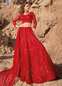 Beautiful Red Handwork Embroidery Wedding Lehenga Choli538