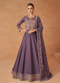 Beautiful Purple Multi Sequence Embroidery Festive Anarkali Suit580