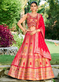 Beautiful Bridal Red Multi Mirror Work Embroidery Wedding Lehenga Choli613