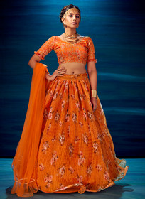 Beautiful Orange Sequence Embroidered Festive Lehenga Choli660