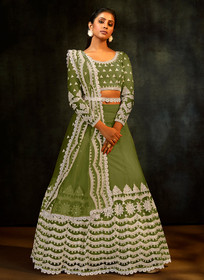 Beautiful Green Sequence Embroidered Designer Lehenga Choli667