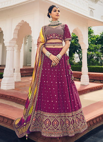 Beautiful Magenta Multi Embroidery Festive Lehenga Choli730