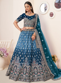 Beautiful Royal Blue Ombr Embroidery Wedding Lehenga Choli738