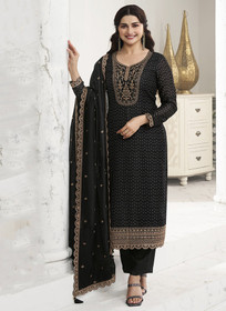 Beautiful Black Sequence Embroidery Festive Pant Style Suit802