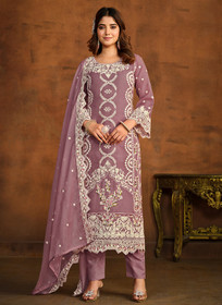 Beautiful Purple Sequence Embroidery Traditional Pant Style Suit808