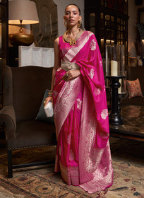 Beautiful Pink Weaved Korsa Georgette Saree888