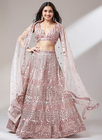 Beautiful Rose Gold All Over Sequence Embroidery Wedding Lehenga Choli904