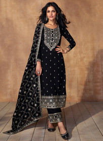 Beautiful Black Kashmiri Embroidery Traditional Salwar Suit925