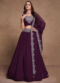 Beautiful Purple Thread And Sequence Embroidery Wedding Lehenga Choli961