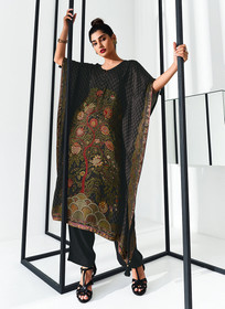 Beautiful Black Multi Digital Printed Poncho And Pant Co-ord Set989