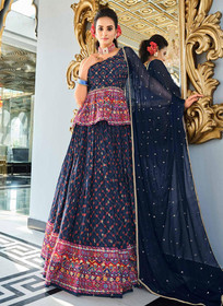 Beautiful Blue Digital Printed Lehenga Choli And Dupatta1039