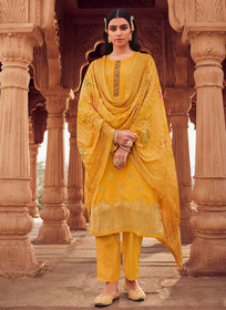 Beautiful Yellow Handwork Embroidery Traditional Pant Style Suit1170