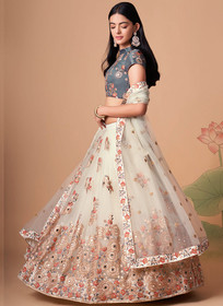 Beautiful Off White Multi Embroidery Wedding Lehenga Choli1204