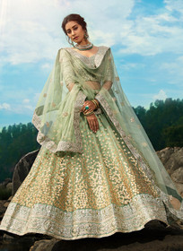 Beautiful Olive Green Sequence Designer Embroidery Wedding Lehenga Choli1336
