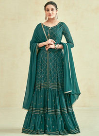 Beautiful Green Sequence Embroidery Anarkali Gown1351