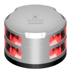 Lopolight 360-Degree Double Stacked Red Nav Light - 2NM - Silver Housing w\/FB Base [201-014ST-FB]