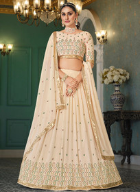 Beautiful Beige Sequence Embroidery Bollywood Lehenga Choli1476