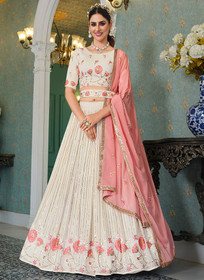 Beautiful Off White Sequence Embroidery Bollywood Lehenga Choli1478