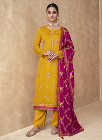 Beautiful Yellow Sequence Embroidery Salwar Kameez1496