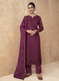 Beautiful Wine Sequence Embroidery Salwar Kameez1498