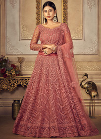 Beautiful Blush Peach Embroidery Designer Wedding Lehenga Choli1530