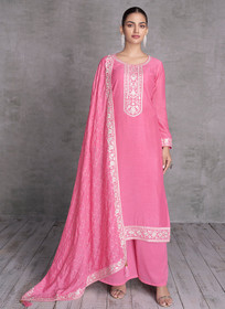 Beautiful Pink Sequence Embroidery Wedding Palazzo Suit1545