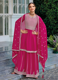 Beautiful Pink Sequence Embroidery Peplum Lehenga Kurti1553