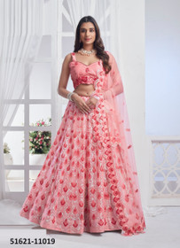 Net Sequins Embroidery Work Lehenga1875