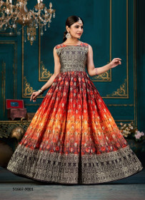 Beautiful Chinon Silk With Digital Print Inner Attached Gown2038