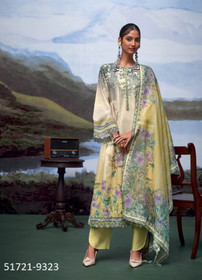 Beautiful Linen With Digital Print Embroidery Work Salwar Kameez2091