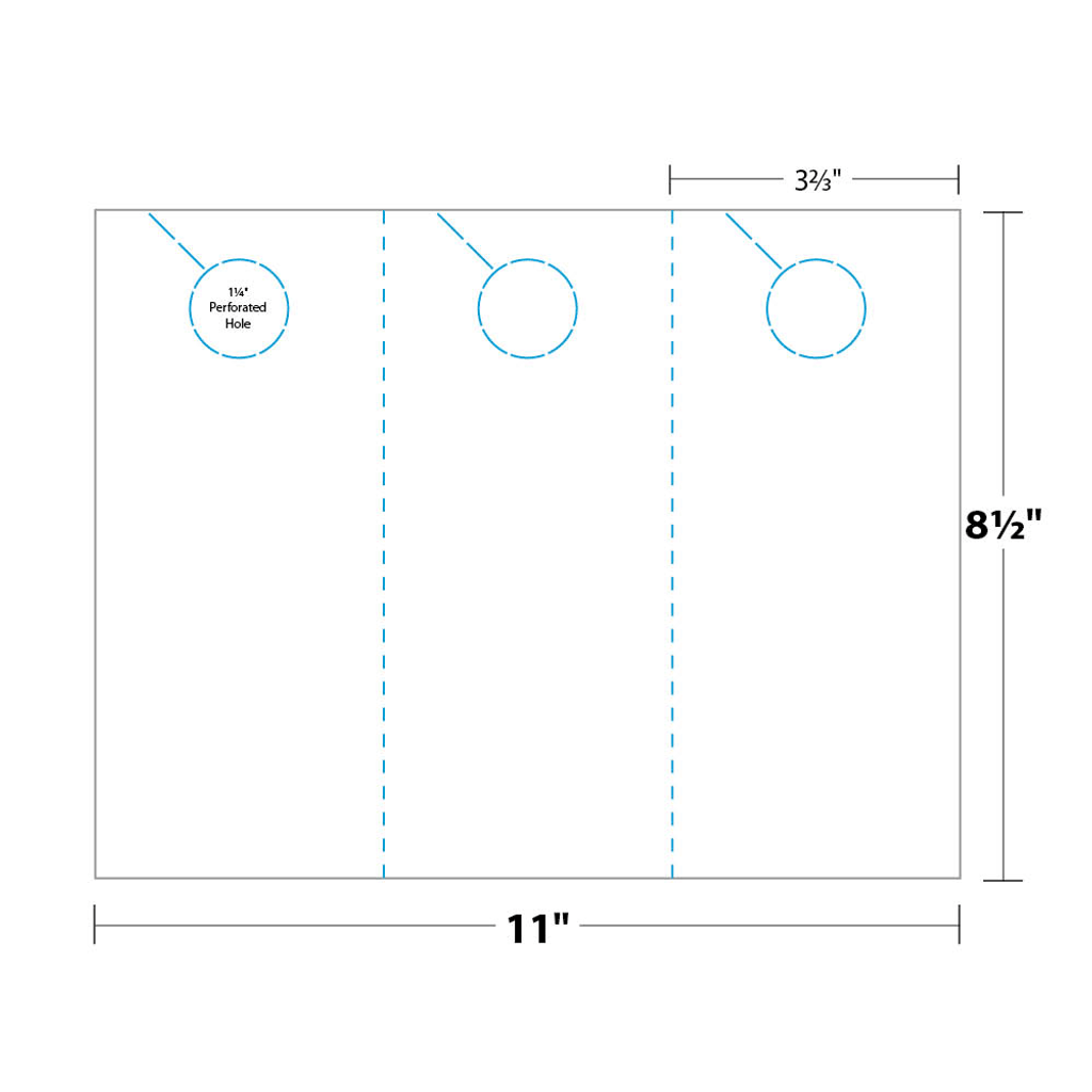 Door Hanger measurements and dimensions 3-up