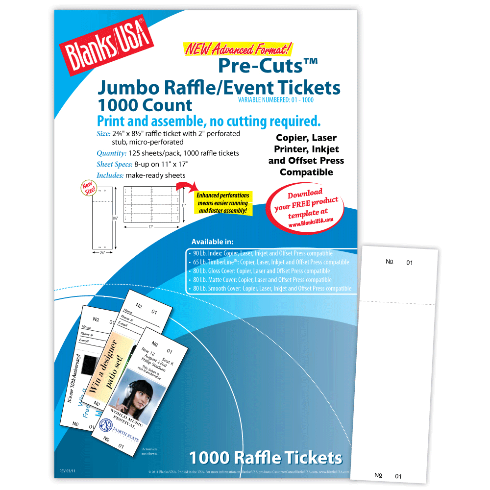 MicroPerforated Ticket with Numbering TKH10FLWH Blanks/USA