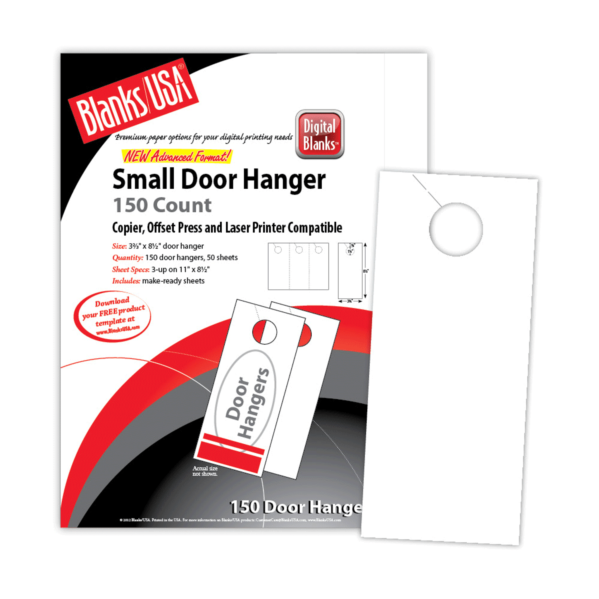 No-Cut Small Door Hanger | 8.5 x 11 Sheet | 3 Hangers/Sheet