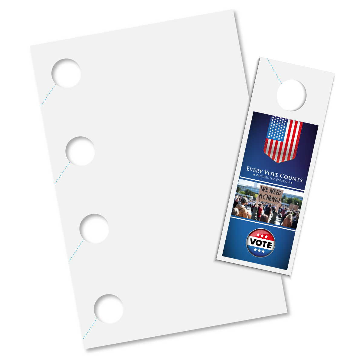 Blanks USA Hunters Orange Small Door Hangers - 11 x 8 1/2 in 65 lb Cover  Pre-Cut 50 per Package